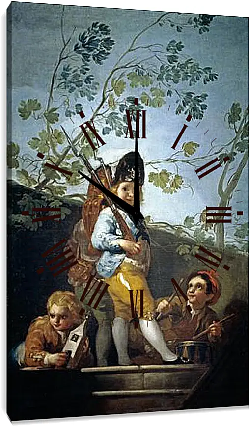 Часы картина - Boys playing at Soldiers. Франсиско Гойя