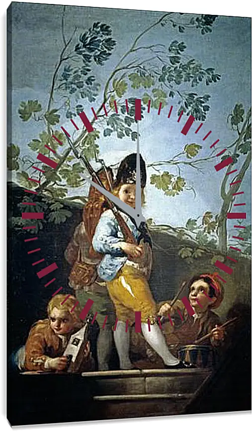 Часы картина - Boys playing at Soldiers. Франсиско Гойя