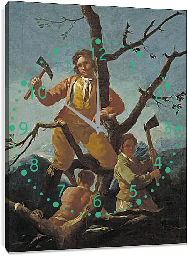 Часы картина - The Woodcutters. Франсиско Гойя