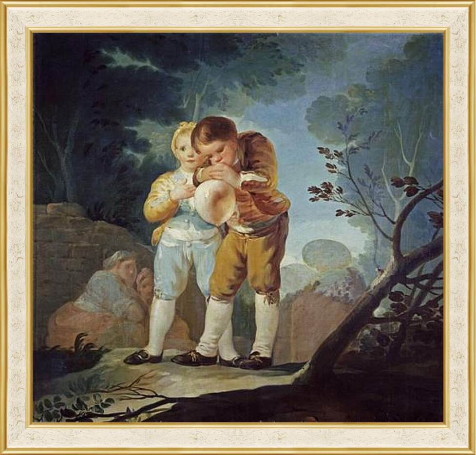 Картина в раме - Boys Inflating a Bladdes. Франсиско Гойя