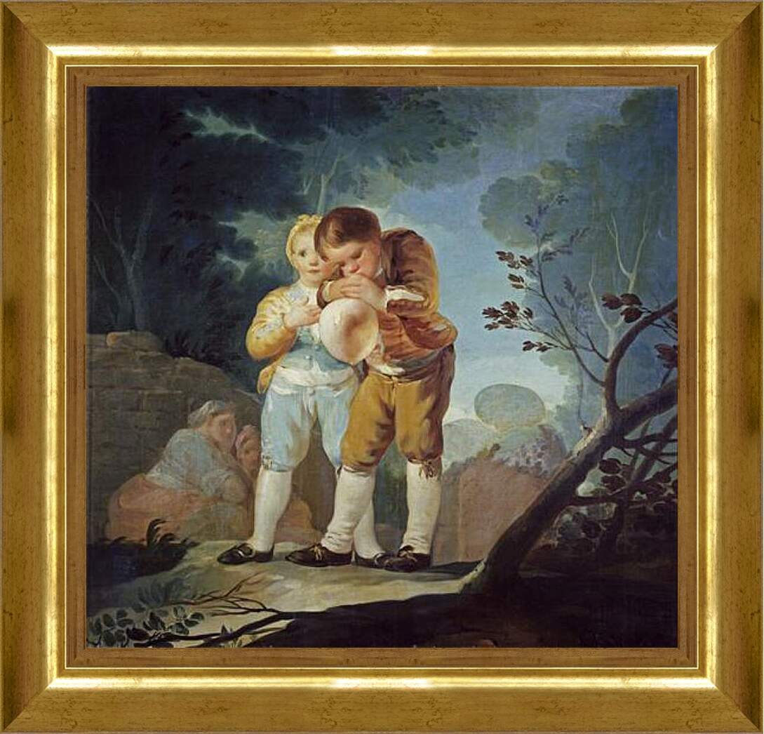Картина в раме - Boys Inflating a Bladdes. Франсиско Гойя