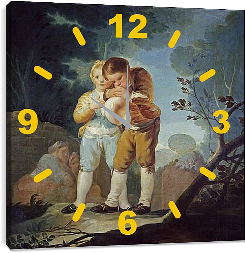 Часы картина - Boys Inflating a Bladdes. Франсиско Гойя