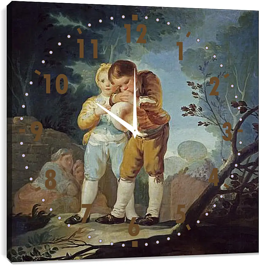 Часы картина - Boys Inflating a Bladdes. Франсиско Гойя