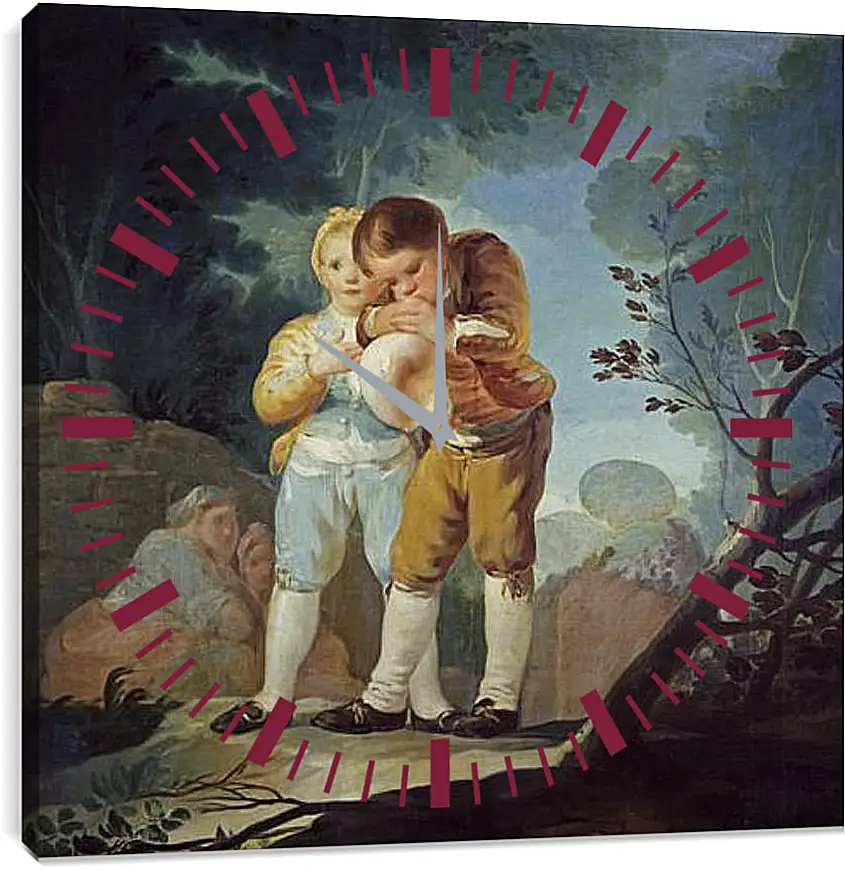 Часы картина - Boys Inflating a Bladdes. Франсиско Гойя
