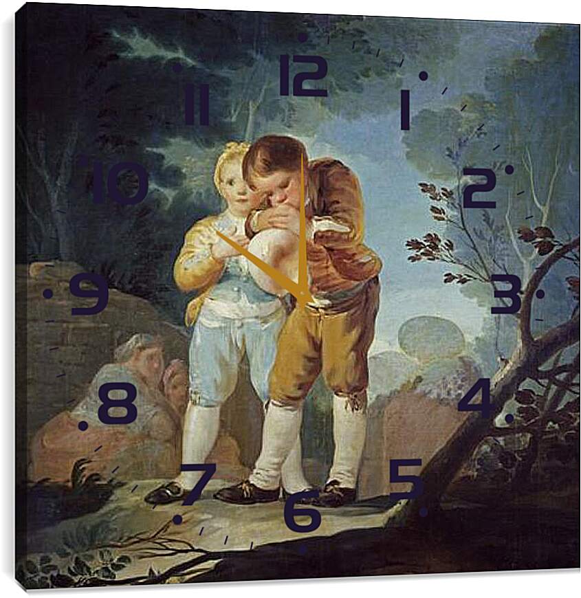 Часы картина - Boys Inflating a Bladdes. Франсиско Гойя