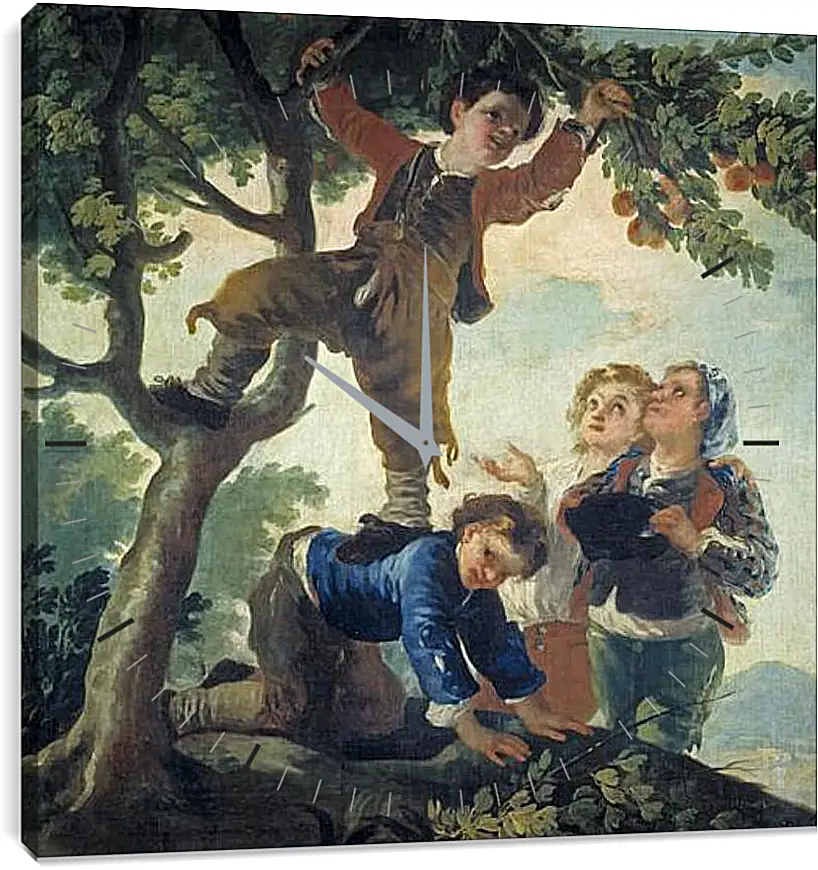 Часы картина - Boys Picking Fruit. Франсиско Гойя