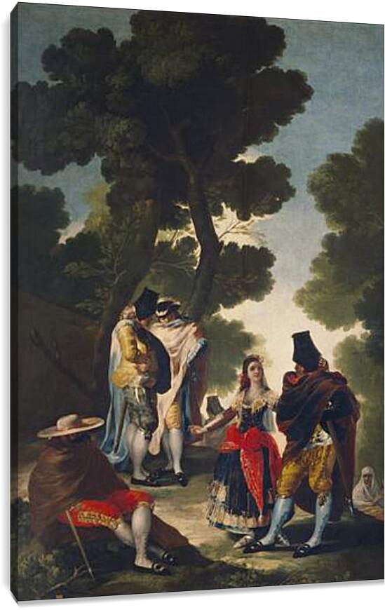 Постер и плакат - The Maja and the Cloaked Men or A Walk through Andalusia. Франсиско Гойя