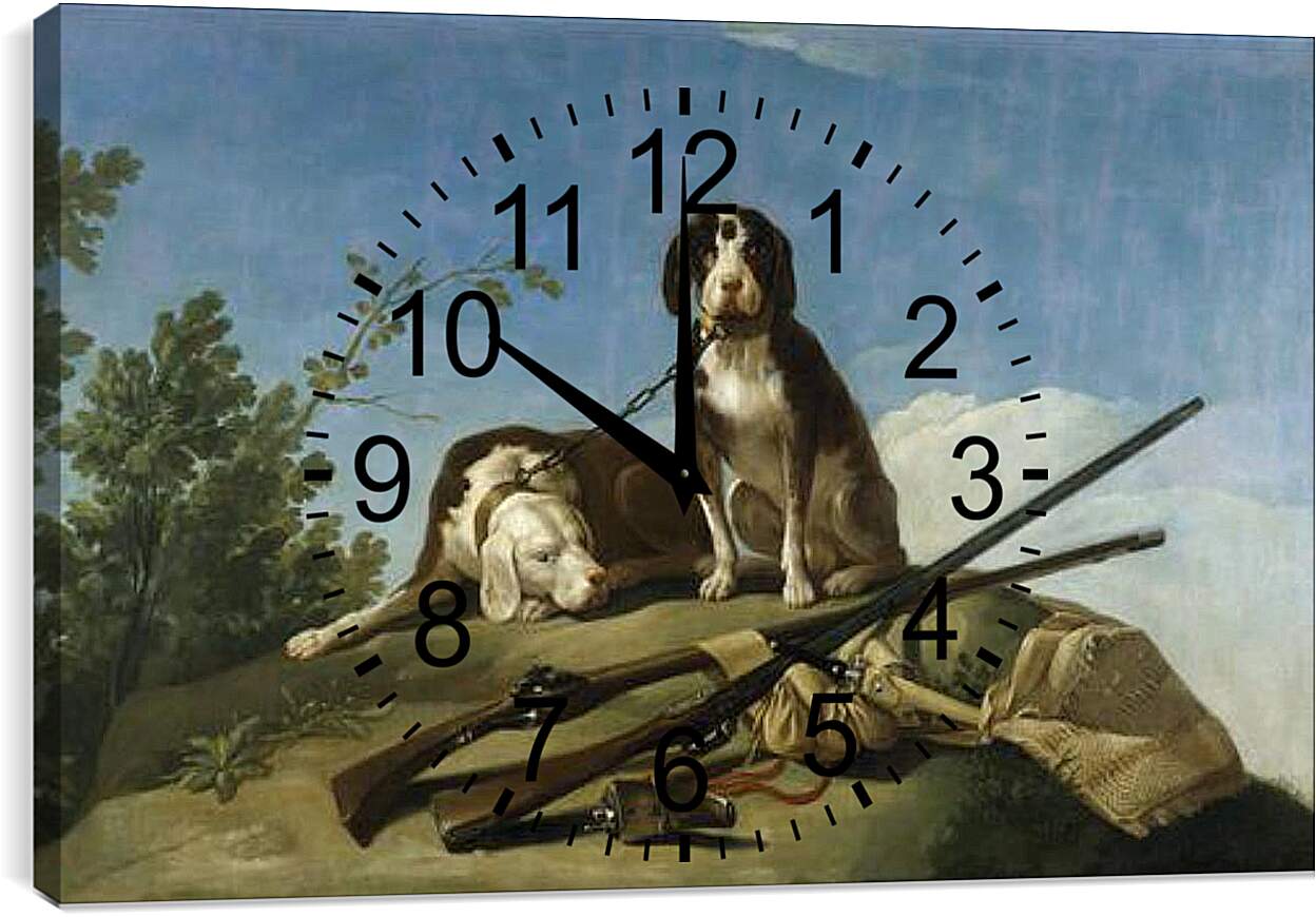 Часы картина - Dogs on the leash. Франсиско Гойя