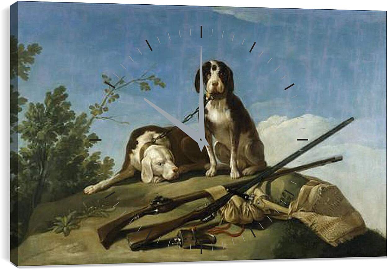 Часы картина - Dogs on the leash. Франсиско Гойя