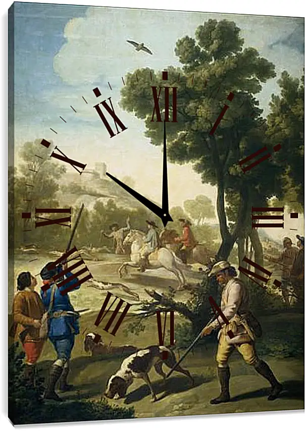 Часы картина - A Hunting Party. Франсиско Гойя