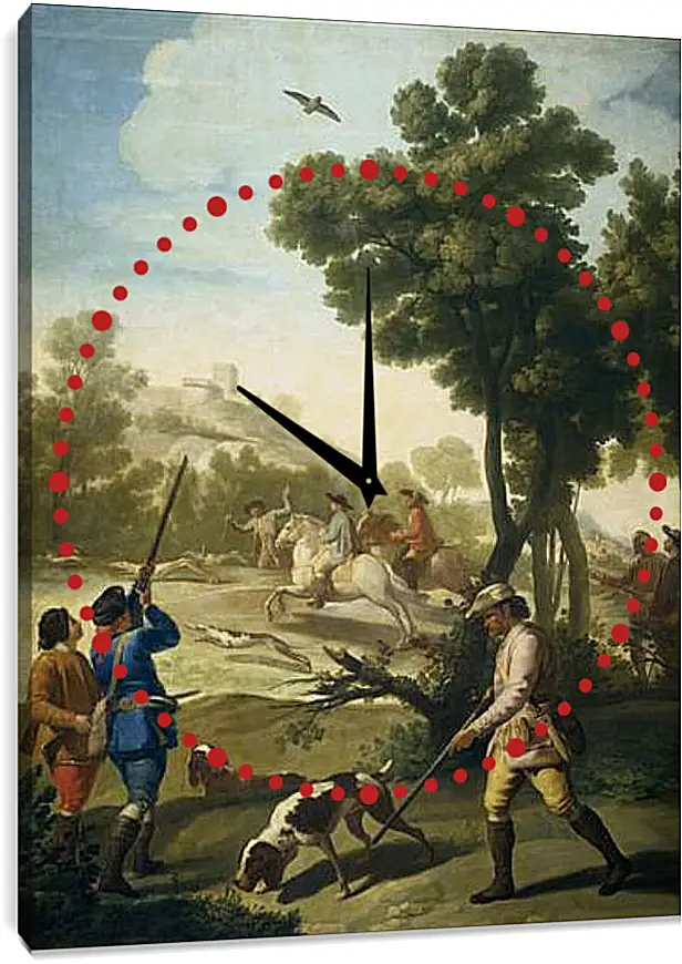Часы картина - A Hunting Party. Франсиско Гойя