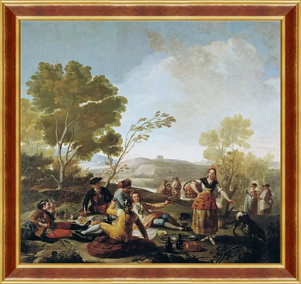 Картина в раме - Picnic on the Banks of the Manzanares. Франсиско Гойя