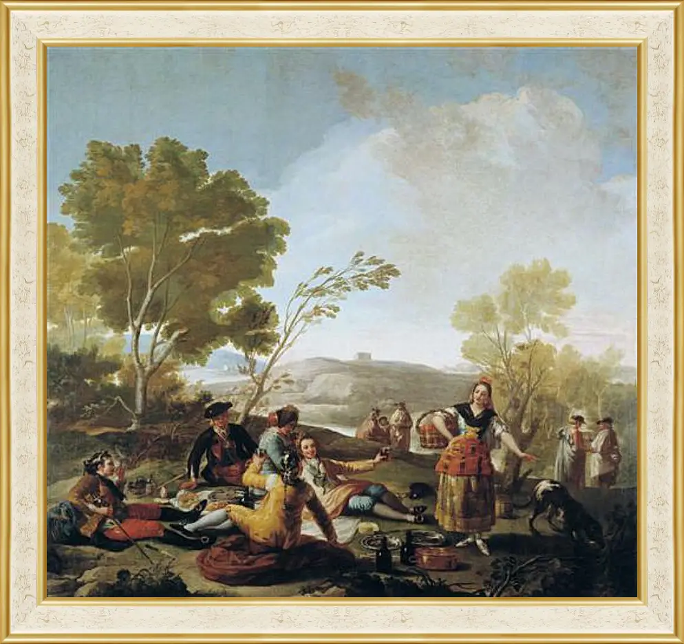 Картина в раме - Picnic on the Banks of the Manzanares. Франсиско Гойя