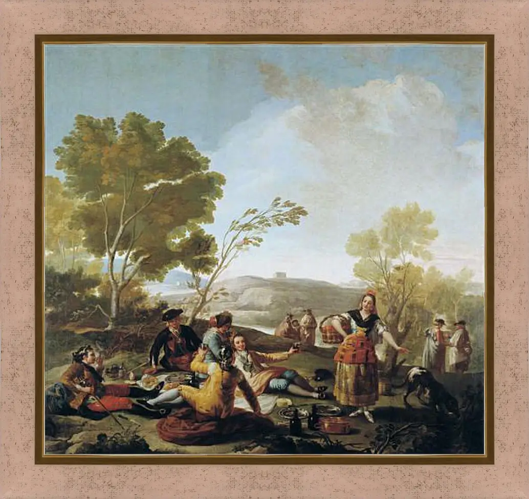 Картина в раме - Picnic on the Banks of the Manzanares. Франсиско Гойя