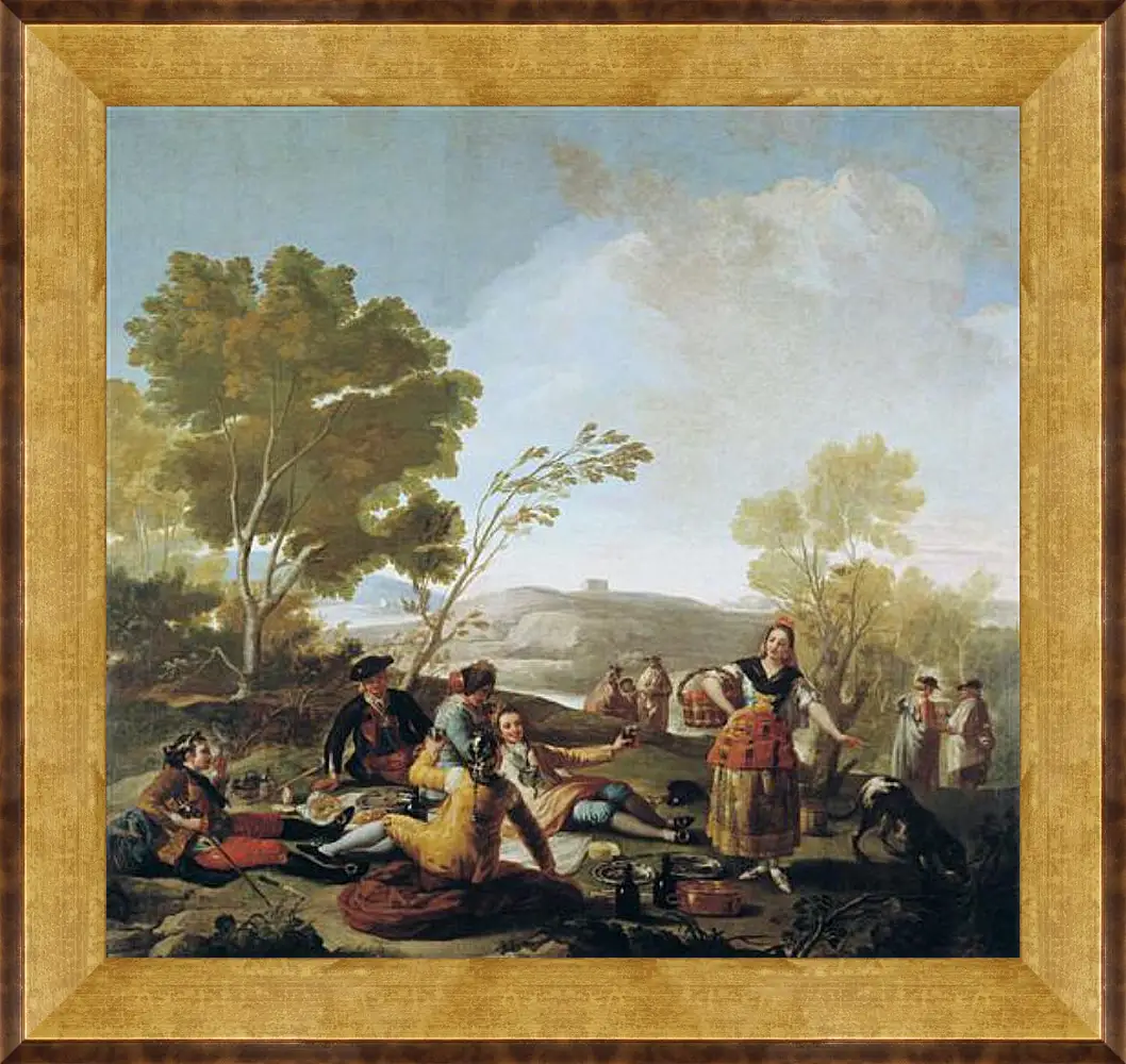 Картина в раме - Picnic on the Banks of the Manzanares. Франсиско Гойя