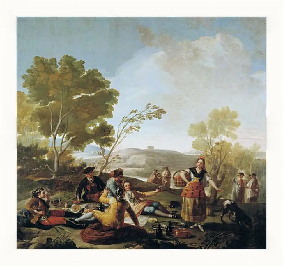 Картина в раме - Picnic on the Banks of the Manzanares. Франсиско Гойя