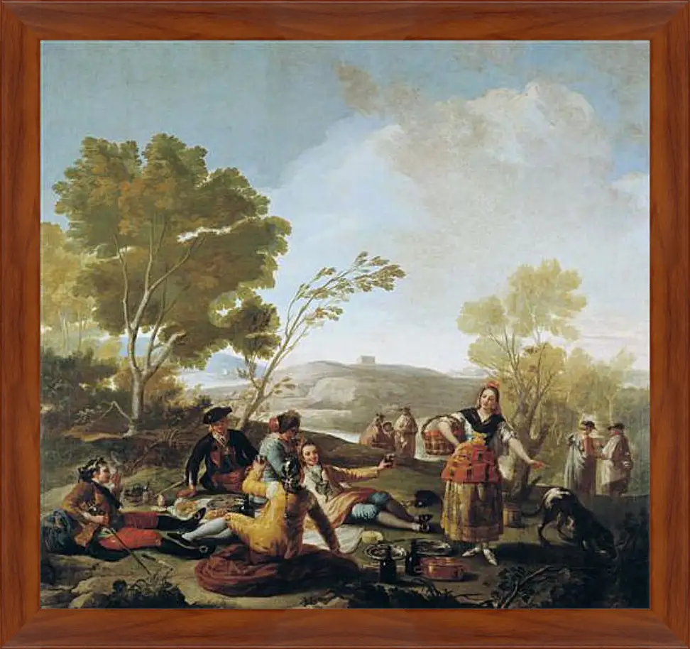 Картина в раме - Picnic on the Banks of the Manzanares. Франсиско Гойя