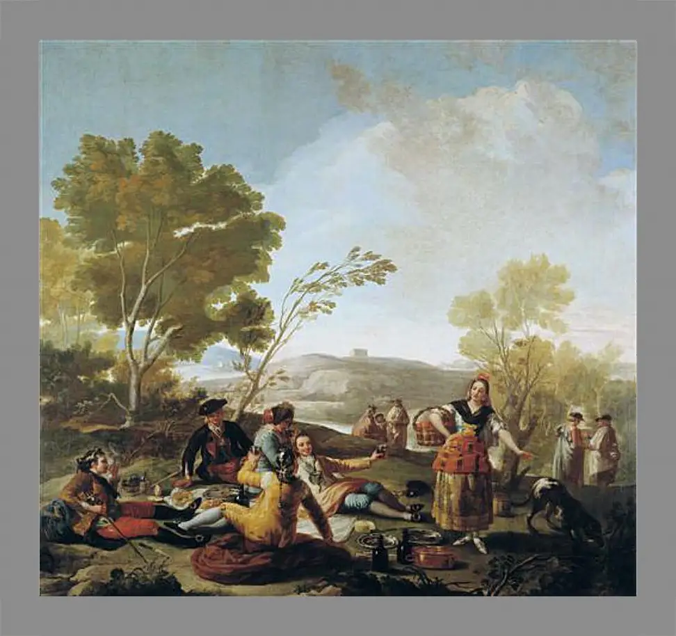 Картина в раме - Picnic on the Banks of the Manzanares. Франсиско Гойя