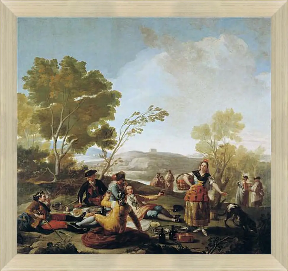 Картина в раме - Picnic on the Banks of the Manzanares. Франсиско Гойя