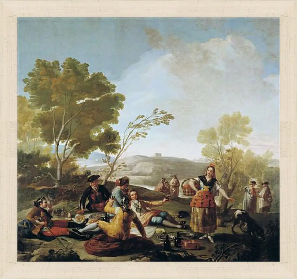 Картина в раме - Picnic on the Banks of the Manzanares. Франсиско Гойя