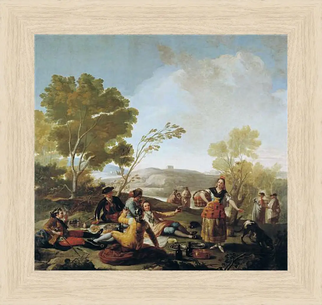 Картина в раме - Picnic on the Banks of the Manzanares. Франсиско Гойя