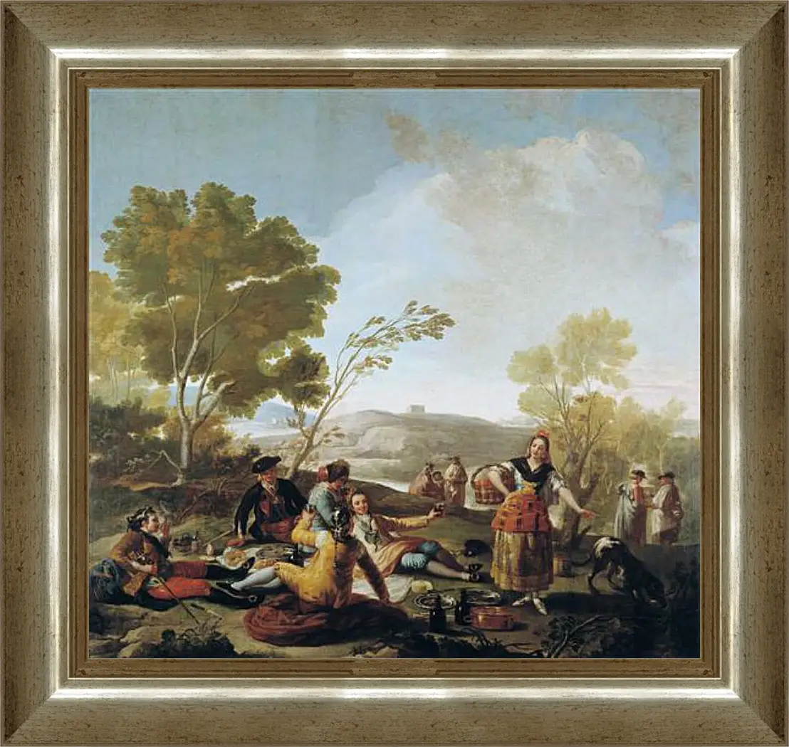 Картина в раме - Picnic on the Banks of the Manzanares. Франсиско Гойя