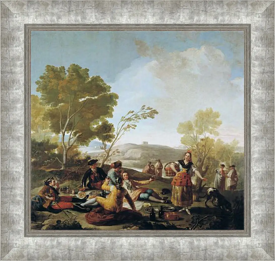 Картина в раме - Picnic on the Banks of the Manzanares. Франсиско Гойя