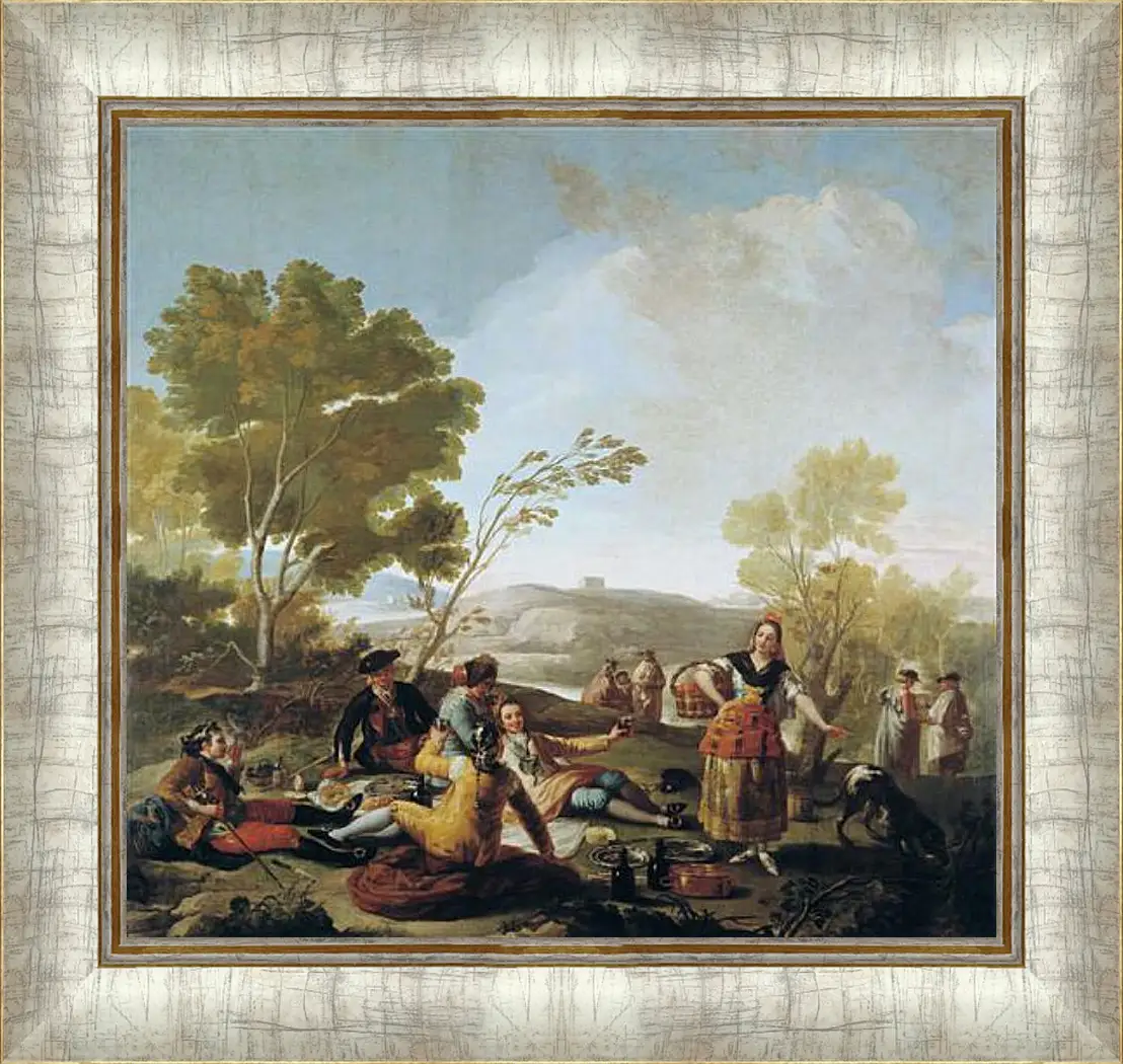 Картина в раме - Picnic on the Banks of the Manzanares. Франсиско Гойя