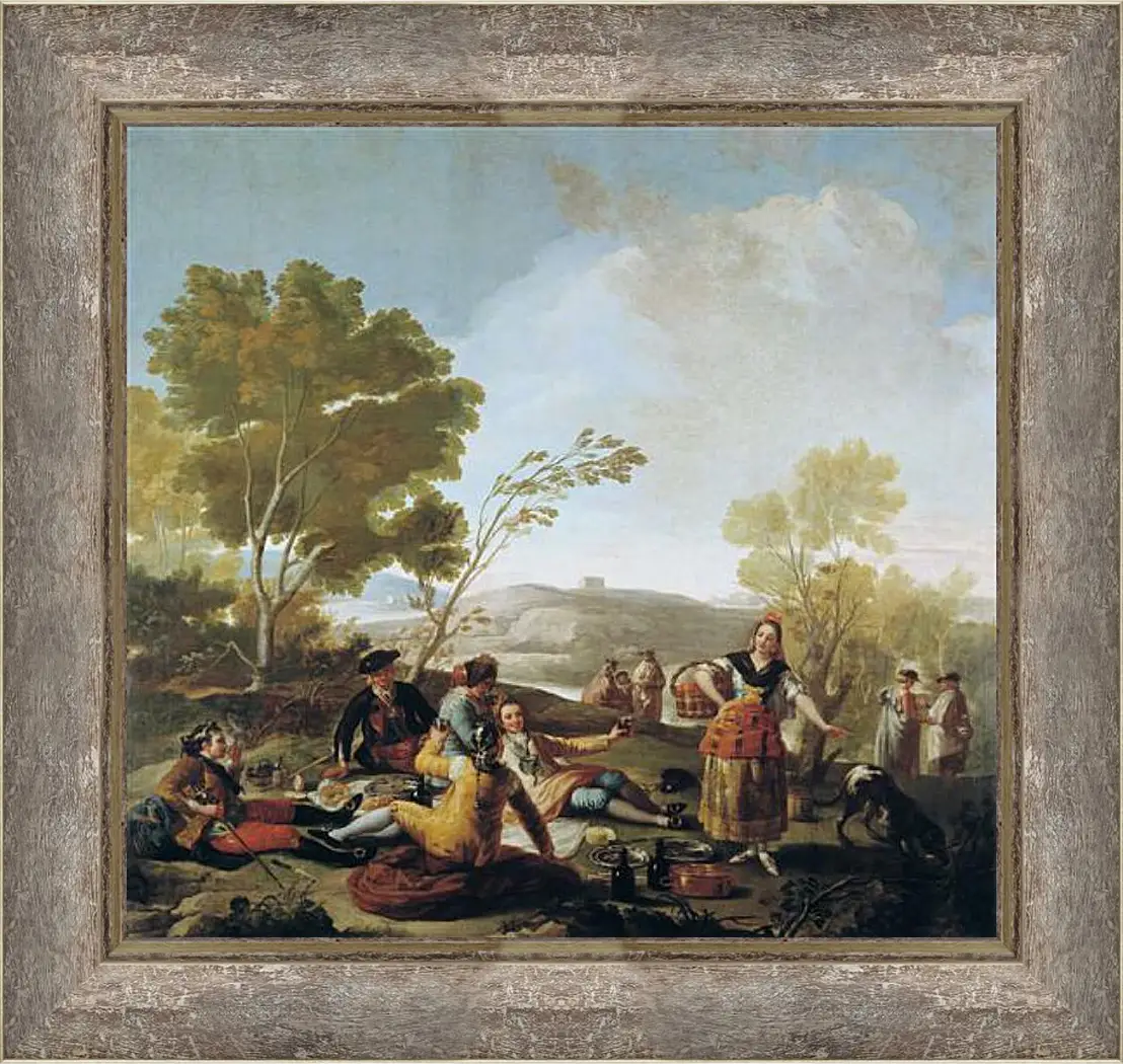 Картина в раме - Picnic on the Banks of the Manzanares. Франсиско Гойя