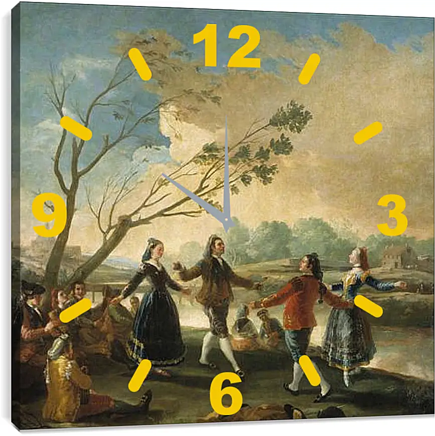 Часы картина - Picnic on the Banks of the Manzanares. Франсиско Гойя