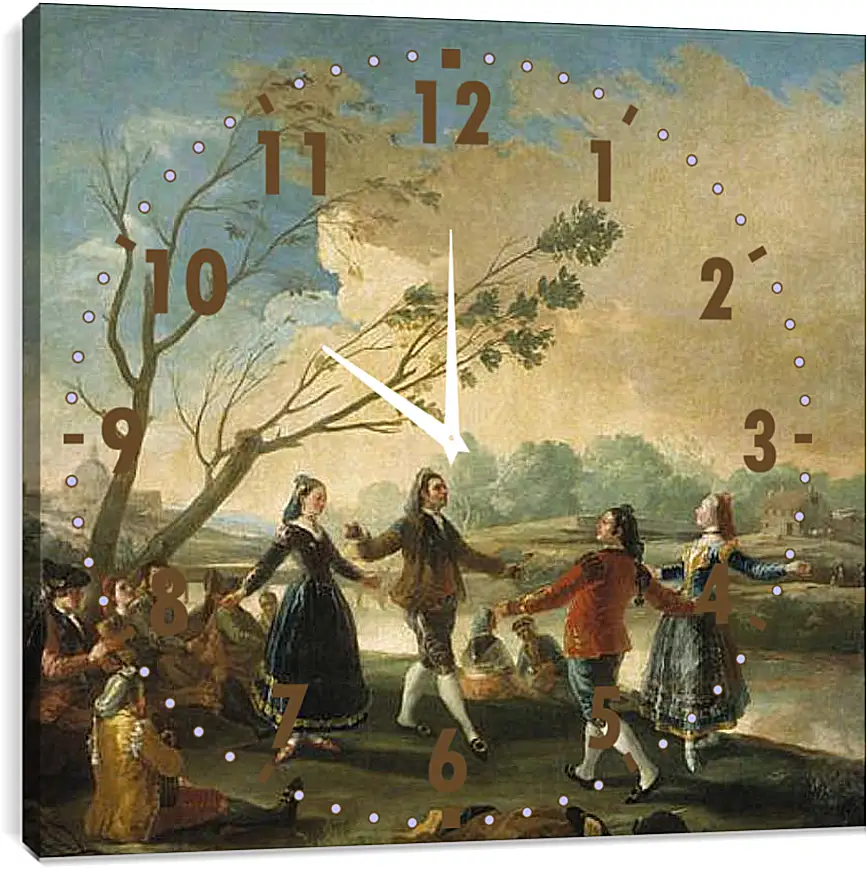 Часы картина - Picnic on the Banks of the Manzanares. Франсиско Гойя