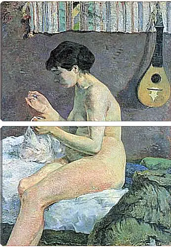 Модульная картина - Study of a Nude (Suzanne Sewing). Поль Гоген