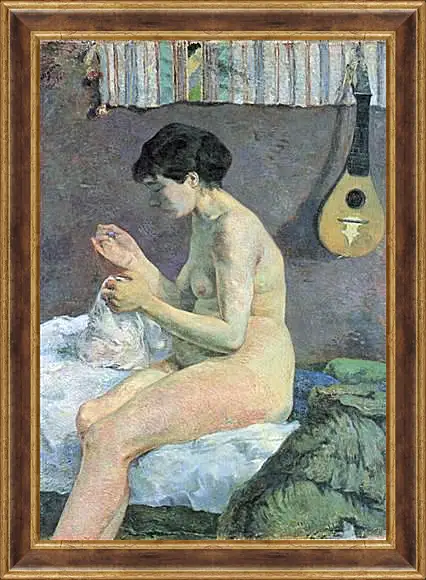 Картина в раме - Study of a Nude (Suzanne Sewing). Поль Гоген