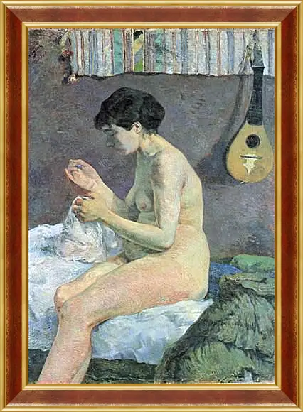 Картина в раме - Study of a Nude (Suzanne Sewing). Поль Гоген