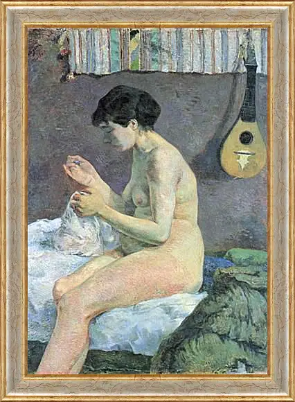 Картина в раме - Study of a Nude (Suzanne Sewing). Поль Гоген