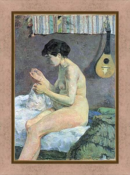 Картина в раме - Study of a Nude (Suzanne Sewing). Поль Гоген