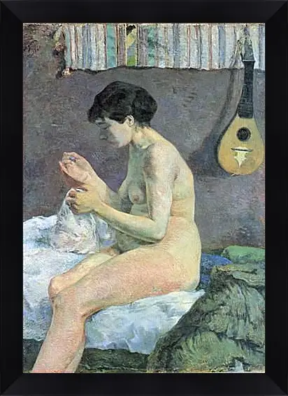 Картина в раме - Study of a Nude (Suzanne Sewing). Поль Гоген