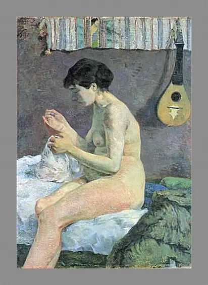 Картина в раме - Study of a Nude (Suzanne Sewing). Поль Гоген