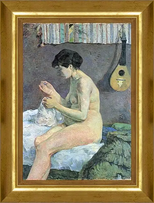 Картина в раме - Study of a Nude (Suzanne Sewing). Поль Гоген