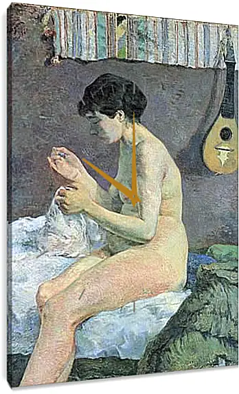 Часы картина - Study of a Nude (Suzanne Sewing). Поль Гоген