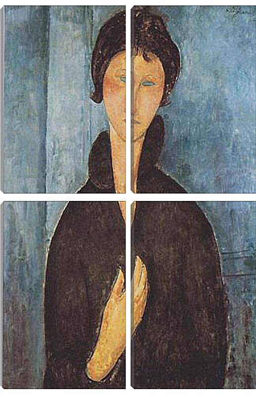 Модульная картина - Die frau mit blauen augen. Женщина с голубыми глазами. Амедео Модильяни