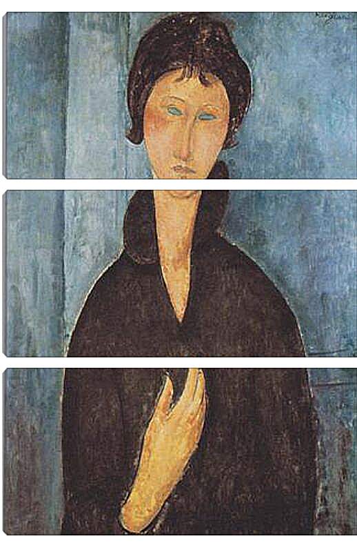 Модульная картина - Die frau mit blauen augen. Женщина с голубыми глазами. Амедео Модильяни