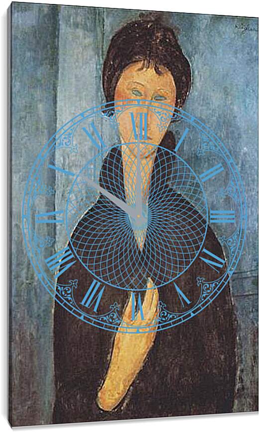 Часы картина - Die frau mit blauen augen. Женщина с голубыми глазами. Амедео Модильяни