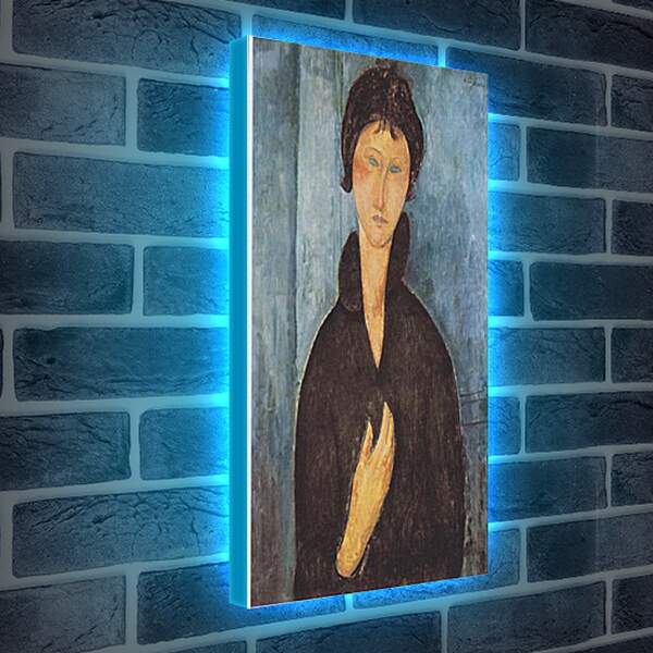 Лайтбокс световая панель - Die frau mit blauen augen. Женщина с голубыми глазами. Амедео Модильяни