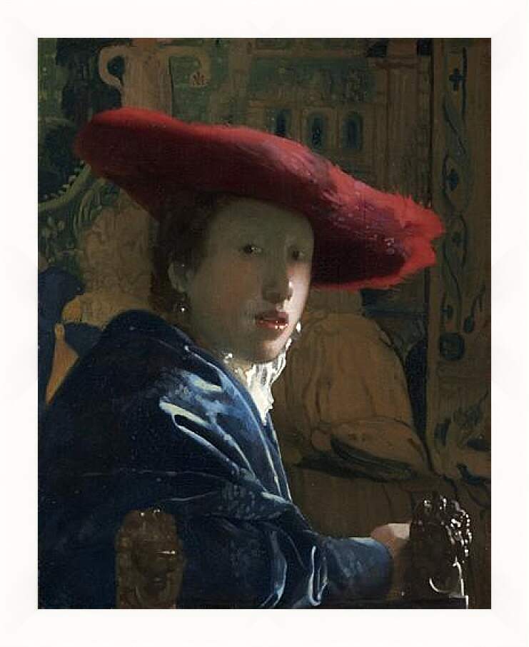 Картина в раме - The girl with the red hat. Ян (Йоханнес) Вермеер