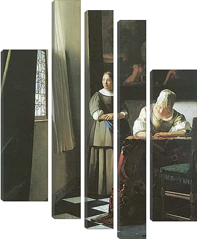 Модульная картина - Lady writing a letter with her maid. Ян (Йоханнес) Вермеер