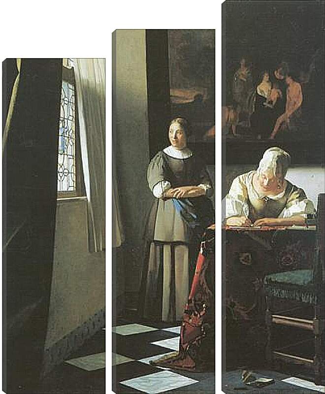 Модульная картина - Lady writing a letter with her maid. Ян (Йоханнес) Вермеер