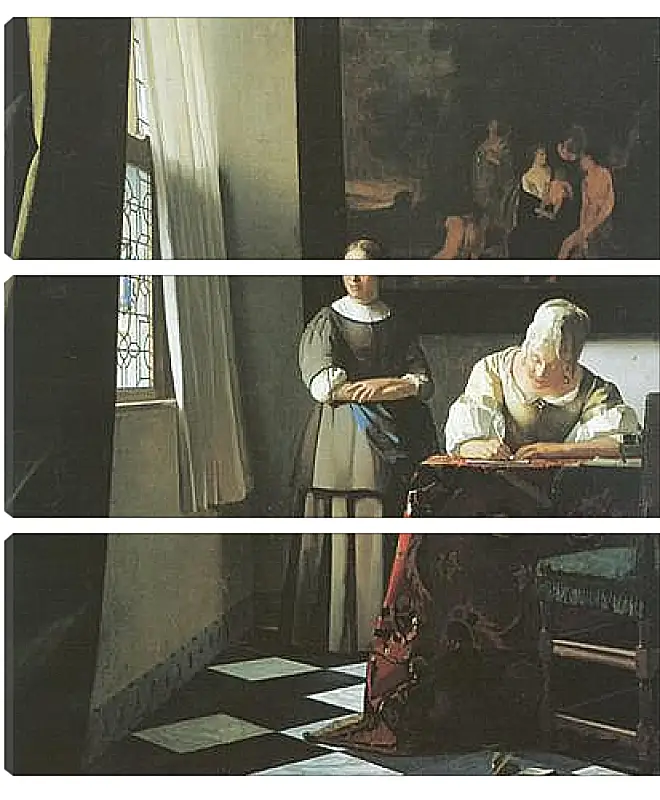 Модульная картина - Lady writing a letter with her maid. Ян (Йоханнес) Вермеер