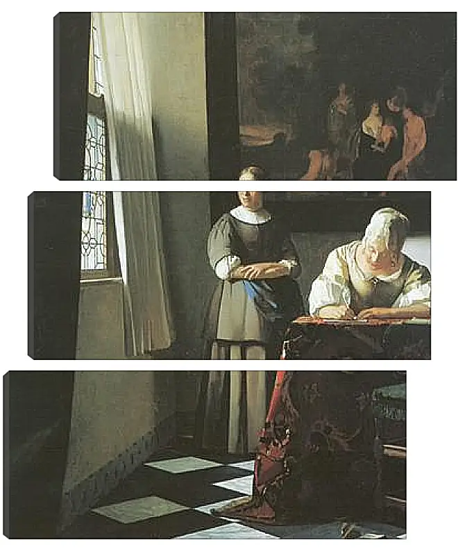 Модульная картина - Lady writing a letter with her maid. Ян (Йоханнес) Вермеер