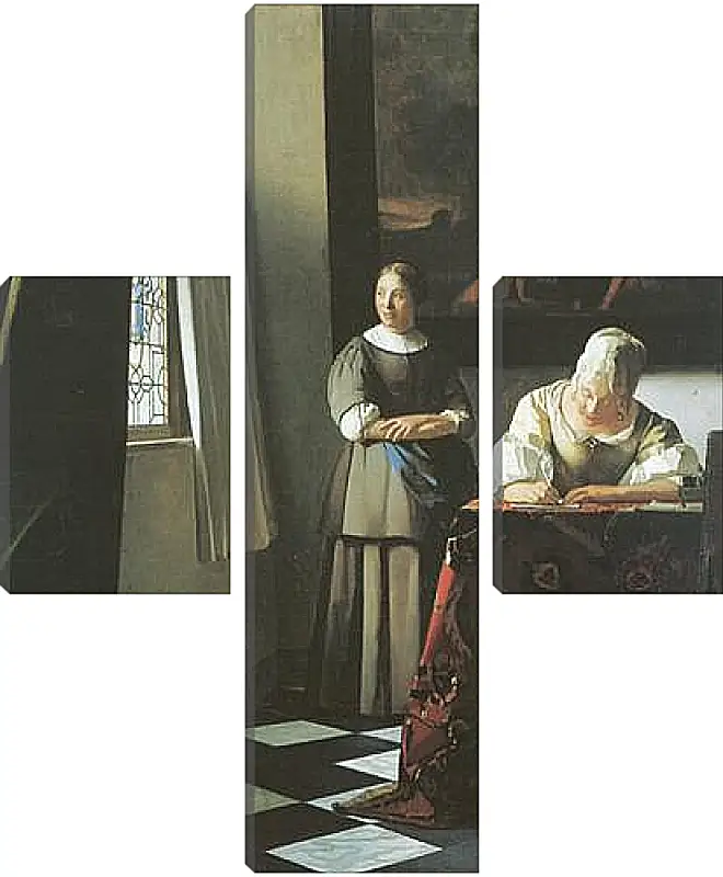 Модульная картина - Lady writing a letter with her maid. Ян (Йоханнес) Вермеер